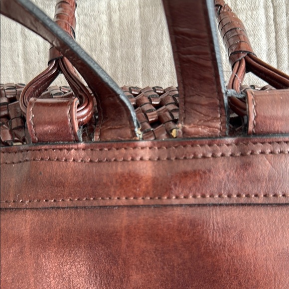 Liz Claiborne Vintage Brown Macrame Leather Backpack - Picture 8 of 10